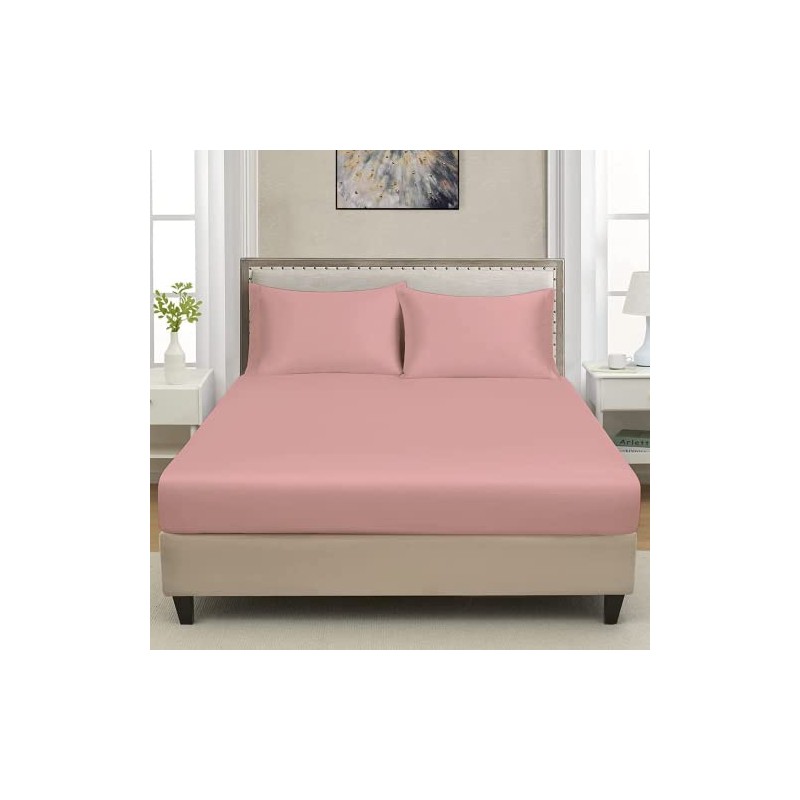 CHARKHAH Polycotton Fitted Sheet for Single Double King Super King