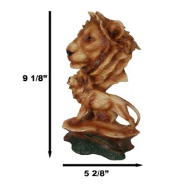 Ebros African Safari Lion Bust Statue 9"H Lion King Pride Rock Faux Wood Resin