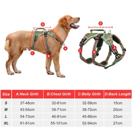 HEELE Dog Harness, Escape Proof Dog Harness, Release on Neck, No Pull Reflective Adjustable Vest with Durable Handle, Dog Harness for Outdoor Training Walking, Harness for Small/Active Dogs, Green, S