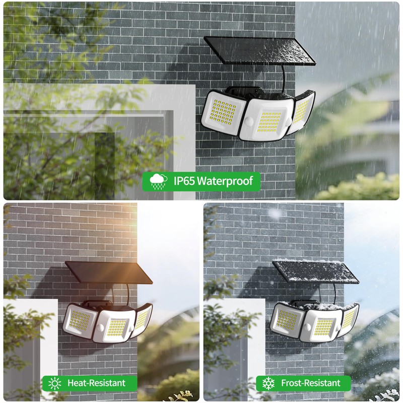 intelamp Solar Flood Lights Outdoor Waterproof, 2 Pack 6000mAh 1200LM