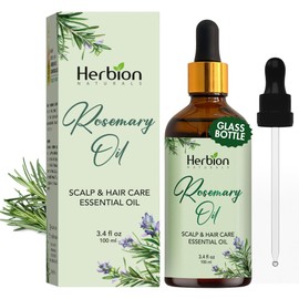 HERBION Naturals Rosemary Hair Oil, 3.4 fl Oz: Ultimate Hair Growth Oil, Infused with Essential Oils for Scalp and Hair Care, Hair Growth Serum with Lavender & Tea Tree, Glass Bottle, 24 Packs