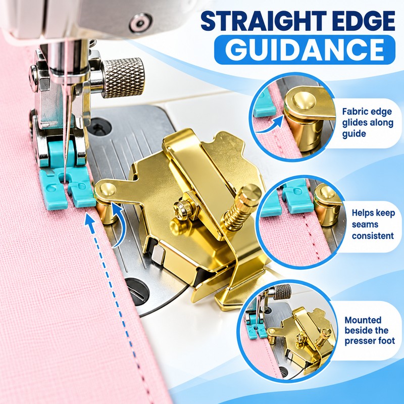 Adjustable Magnetic Seam Guide with Spring Clip for Sewing Machines