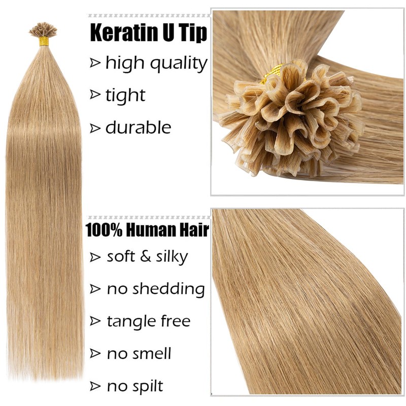 Elailite Real Hair Bonding Extensions, 1 g/strand, 50 cm, #27