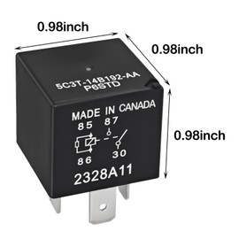 Automotive Relay 5C3T-14B192-AA P6STD (Pack of 2) - 4 Pin 12V 40A SPNO Multi-Purpose Relay for Ford