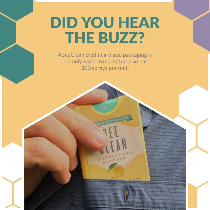 Bee Clean Organic Beeswax Hand Sanitizer Pocket Spray - Lavender