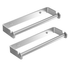 Aheucndg Paper Towel Holder for Kitchen, Wall Mount Paper Towel Holder, for Kitchen or Bathroom Self-Adhesive or Drill Mounting Paper Roll Holder Under Cabinet (Silvery 2Pack)