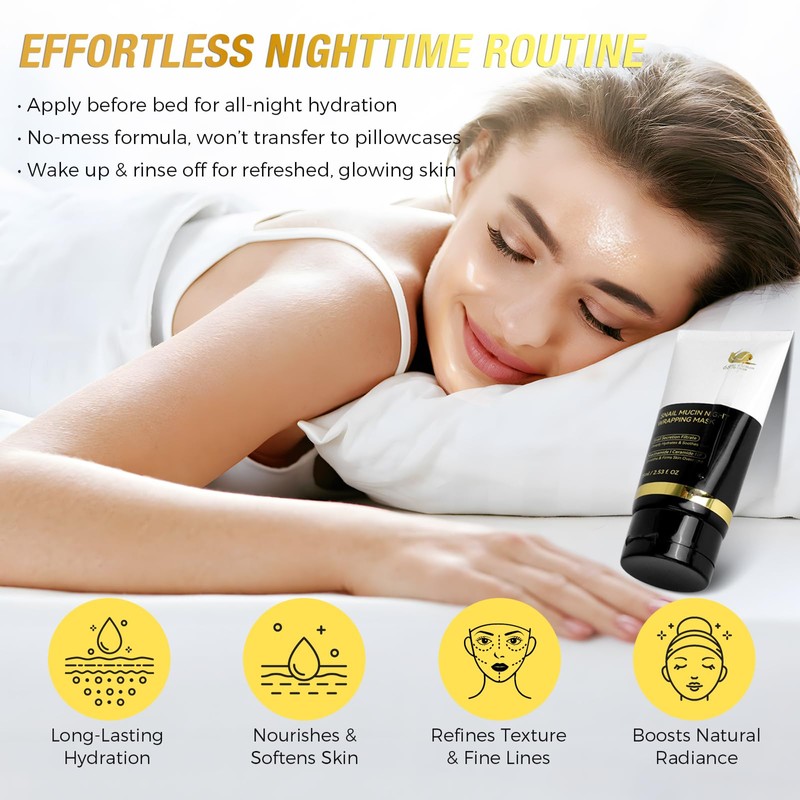 chenyayun 2Pack 9000PPM Snail Mucin Collagen Overnight Wrapping Peel Off