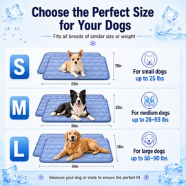 2 Pack Dog Cooling Mats 44" x 28", Q-Max 0.5+ Arc-Chill Fiber Self-Cooling Pet Pads, Thick Durable Cool Touch Crate Mats for Large Dogs & Medium Dogs, Non-Slip Washable, Gel-Free Pet-Friendly Design