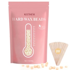 Keethem Hard Wax Beads for Hair Removal, 1.1lb/17.6oz Painless Waxing Beads for Sensitive Skin, Full Body Hard Wax Beans with 10 Applicators for Women Men Bikini Brazilian, Armpit,Home Waxing (Cream)