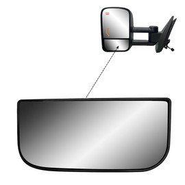 Replacement Driver Left Side Door Towing Mirror Small Lower Glass Convex with fixing kits for Chevy Silverado Sierra from 2003 to 2013