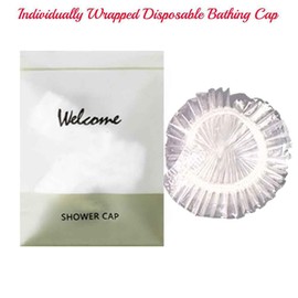 50PCS Individually Wrapped Disposable Shower Caps, Plastic Waterproof Elastic Hair Bath Caps,Multipurpose Travel Shower Caps for Hair Treatment, Salon, Spa, Hotel, Travel, Home Use