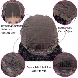 8 inch Short Water Wave Wig Human Hair 4x4 Glueless for Black Women Pre Plucked with Baby Hair Natural