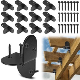 Zonon 12 Pcs 2" Rafter Clips Brackets with 72 Timber Screws Heavy Duty Black Hurricane Ties for Rafters Hot Dip Galvanized Powder Coating Brackets for Wooden Battens Timber Beam Ceiling Joist