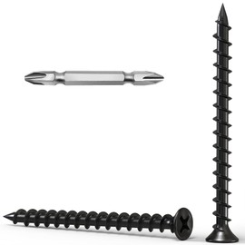 Wavanta 3.9 x 50mm Drywall Screws Coarse Thread Black Phosphate Bugle Head Phillips Drive with Bit, Black Wood Screws for Drywall Sheetrock, Wood and Furniture, Pack of 200