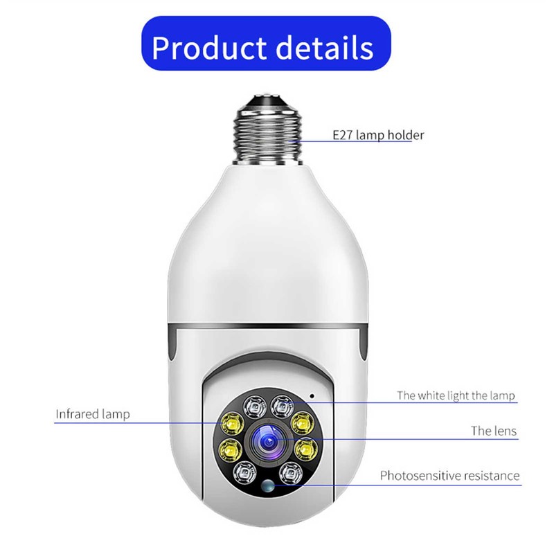 Lamp Holder Camera Wireless 360 Degree 2.4GHz and 5G WiFi