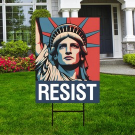 Resist Resistance Yard Sign - Resist Hate Lawn Sign, Anti-Trump Sign, Resist Racism, Resist Fascism Yard Sign with Metal H-Stake, VP16167 (Multicolor, 24" x 18", Single Sided)