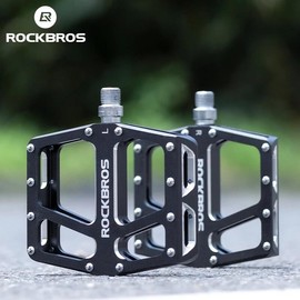 ROCKBROS Aluminum Wide Platform Mountain Bike Pedals with Grippy Pins