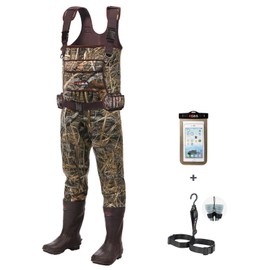 HISEA Chest Waders Neoprene Duck Hunting Waders for Men with 600G Insulated Boots Waterproof Camo Bootfoot Wader Hunting & Fishing Waders-Hang Belt Case Bag Included