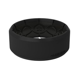 Groove Life Zeus Edge Midnight Black Silicone Ring Breathable Rubber Wedding Rings for Men, Lifetime Coverage, Unique Design, Comfort Fit Ring - Size 8