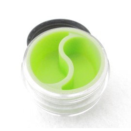 50 X Silicone Jars - Clear Plastic Base/Black Screw on Lid/Dbl Sided (Zen shaped) Silicone Insert 38 X 19mm 5 Ml Per Side