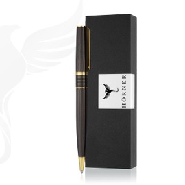 Hörner Vectrum High-Quality Vintage Ballpoint Pen Black Gold Ink Colour Blue 1 mm Made of Metal Elegant Writing Set with Gift Box I Pen for Men and Women Premium Design