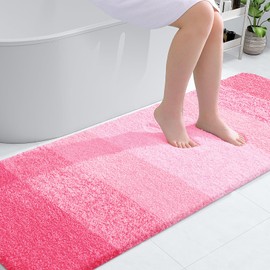 OLANLY OLANLY Bathroom Runner Rugs 70x24, Extra Soft Absorbent Microfiber Bath Rugs, Rubber Backing, Quick Dry, Machine Washable Bath Mats for Bathroom Floor, Tub, Shower and Home Decor Accessories, Pink