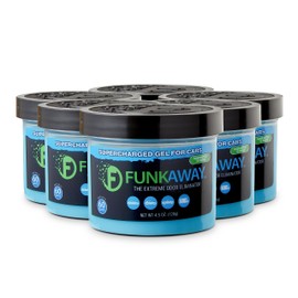 FunkAway Supercharged Gel for Cars, 4.5 oz., 6 Pack, Extreme Odor Eliminator Soaks Up and Removes Smells in Cars, SUVs, Trucks and RVs for Long-Lasting Results