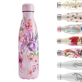 Chilly's Water Bottle - Stainless Steel and Reusable - Leak-Proof, Sweat-Free - Sorbet Petals, 500 ml