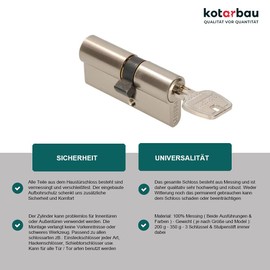 KOTARBAU Lock Cylinder Nickel Brass with Knob Cylinder Lock Profile Cylinder Lock Door Cylinder Lock Cylinder Security Lock Double Cylinder