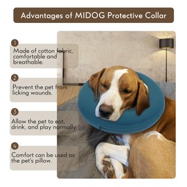 MIDOG Inflatable Dog Neck Donut Collar Alternative After Surgery, Soft Protective Recovery Cone for Small Medium Large Dogs and Cats Puppies - Alternative E Collar (Blue, S)