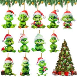 HGRGHH 12 Pieces Christmas Decoration, 2D Elf Christmas Decorations, Christmas Tree Decoration, Acrylic Hanging Ornament, 2024 Funny Christmas Tree Decorations for Home, Festive Parties (A)