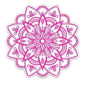 Detailed Mandala Beautiful Flower Design - 5" Vinyl Sticker - For Car Laptop I-Pad - Waterproof Decal
