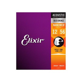 Elixir 80/20 Bronze Nanoweb Coating Acoustic Guitar Strings