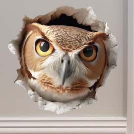 Owl Hole Wall Decal – 3D Forest Bird Sticker – Peel & Stick Vinyl Decor for Wall, Door or Window