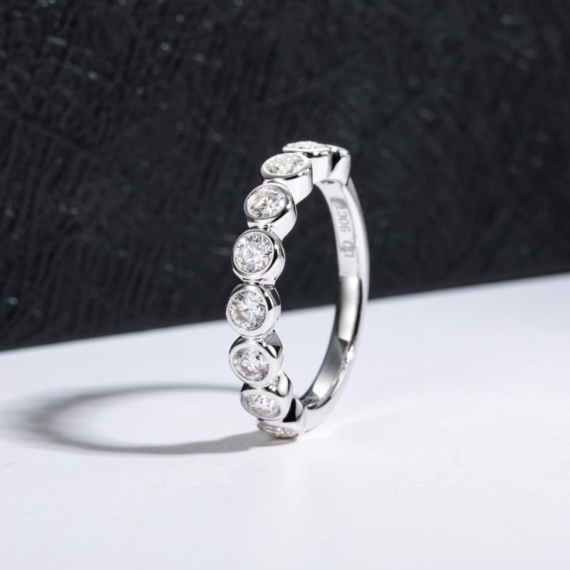 Raivari 0.9cttw Moissanite Eternity Wedding Bands 18K White Gold Plated