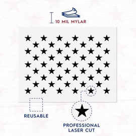 50 Stars Stencil Template - Reusable Memorial Day Stencil of American Flag 50 Stars Pattern Stencil for President's Day Decorations Painting Wood & Wall Art (10.5"x14.82")