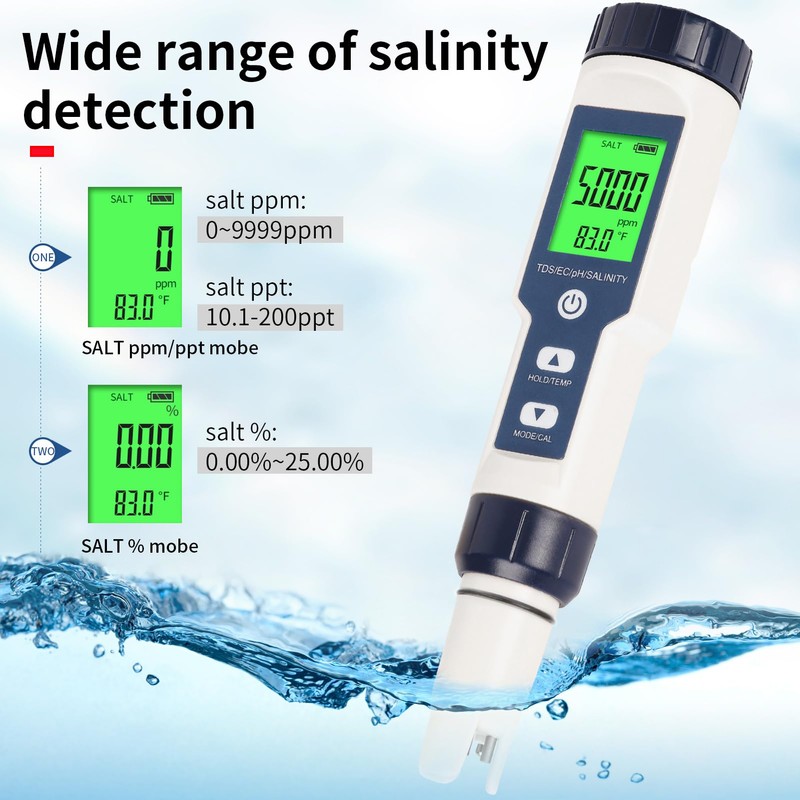 2025 New 5 in 1 Pool Salt Tester，Accurate and Reliable,Salt,