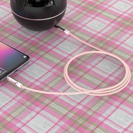 JAMEGA - 5 m Aux Cable 3.5 mm Audio Cable - Jack Stereo 3.5 mm Nylon Jack Cable for Headphones, Speakers, MP3 Players, Car, TV, Soundbar, Home / Car Stereos, Mobile Phones and More – Rose Gold