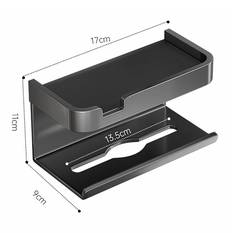 Toilet Paper Dispenser Shelf Space Saving Multifunction Wall Mounted Self