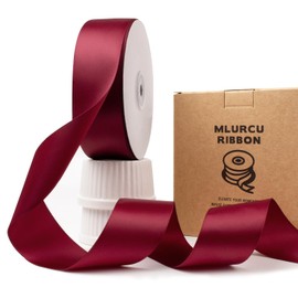 Burgundy Satin Ribbon 1-1/2 Inch Double Faced 50Yds - Maroon Silk Thick Dark Wine Red for Gift Wrapping, Flower Bouquet, Wedding Invitations, Hair Bows, Crafts