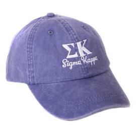 Desert Cactus Sigma Kappa Sorority Baseball Hat – Adjustable Sig Kap SK Embroidered Cap with Greek and Cursive Font (S) (US, Alpha, One Size, Purple)