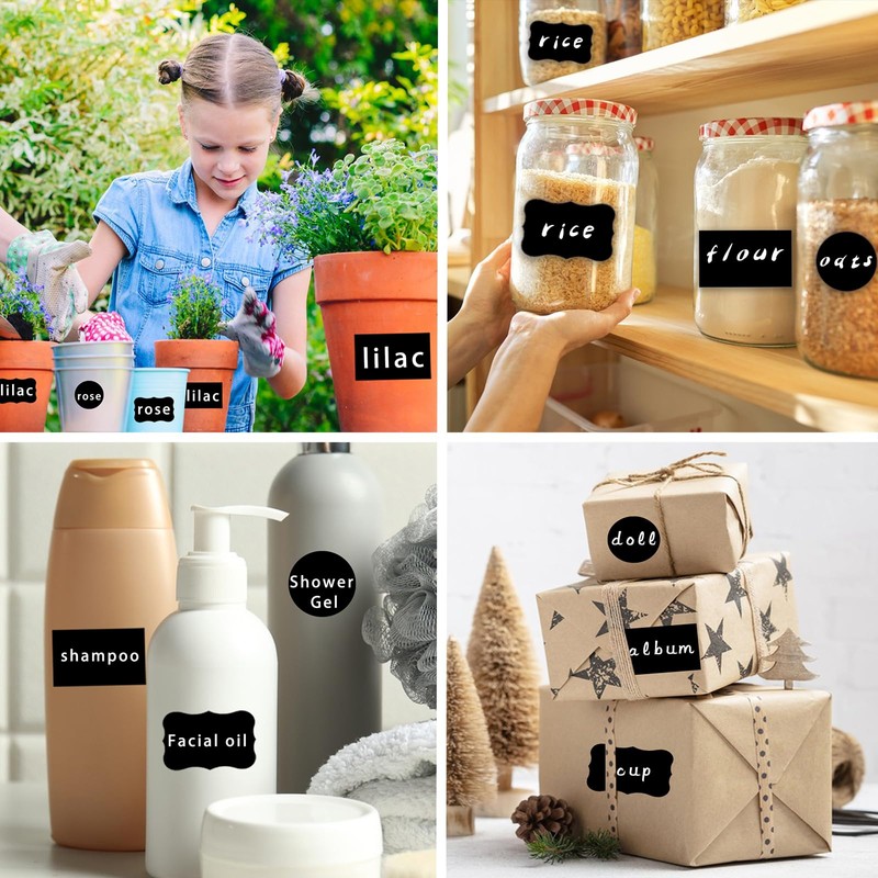 290 pcs Chalkboard Labels,Removable Blackboard Label Stickers,3 Assorted Shapes,with 2