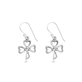 Irish Shamrock Dangle Drop Earrings for Women in 925 Sterling Silver - 19 mm Shamrock Earrings - Gift Boxed ER220