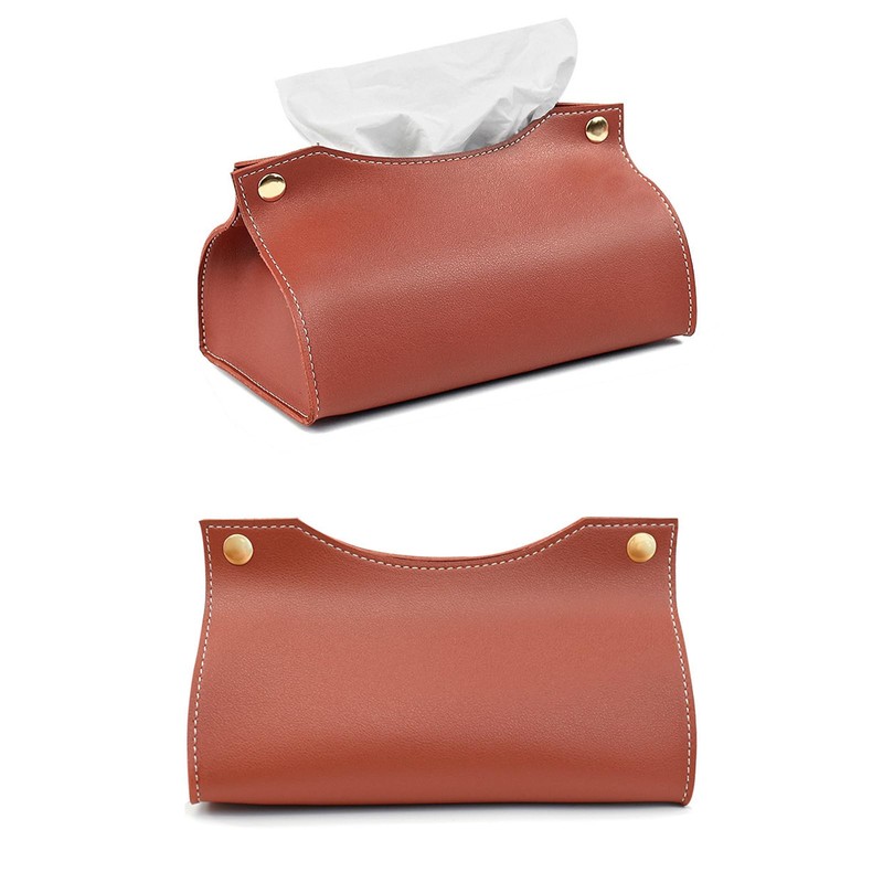 XUNQUCOM Tissue Box Holder, PU Leather Tissue Box Cover Holder