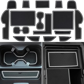 LOCOY Center Console Liner for Honda CRV Accessories 2023 2024 2025, for CR-V Cup Holder Mat, Door Slot Pad, Coaster Trim, Non-Slip Dust Interior, Custom Rubber Decoration Insert (17pcs, White Trims)