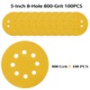 POTUINOM 100PCS 5 Inch 8 Hole Sanding Discs 800 Grit,Gold