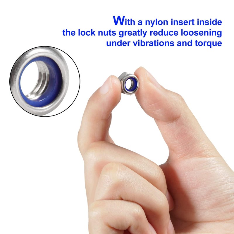 TA-VIGOR 100Pcs M6 x 1mm Nylon Hex Lock Nuts, 304
