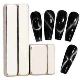 XEAOHESY 4 Pieces Small Cat Eye Magnet for Nails Mini Rectangular Nail Magnet Tools Multi-Function Magnet Board Nail Magnet Set for Cat Eye Gel Polish Nail Art（Length :0.9inch/0.39inch）