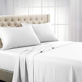 Royal Tradition Made in USA- Luxury 800 Thread Count Pure Cotton Bed Sheets Set (Queen Size-White) Heavyweight Sateen Weave Linens