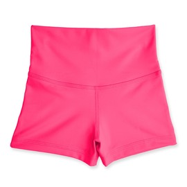 Liakada Girls' High-Waisted Athletic Shorts - Dance, Gymnastics & Cheer Practice Shorts with Free Scrunchie Diva Pink